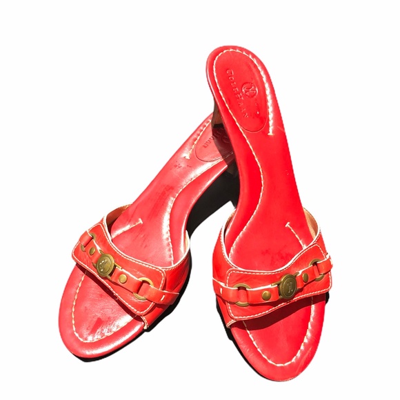 Cole Haan Women's Red Mule Kitten Heel Sandals 8.5 - Picture 7 of 9